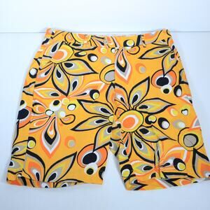 Loudmouth Men's Flat Front‎ Golf Shorts Floral Pattern Orange Yellow Size 34